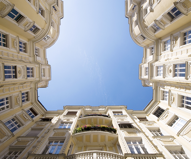 Elevation of a condominium building
