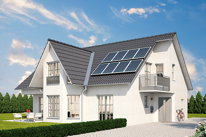 Maison écologique avec panneaux solaires