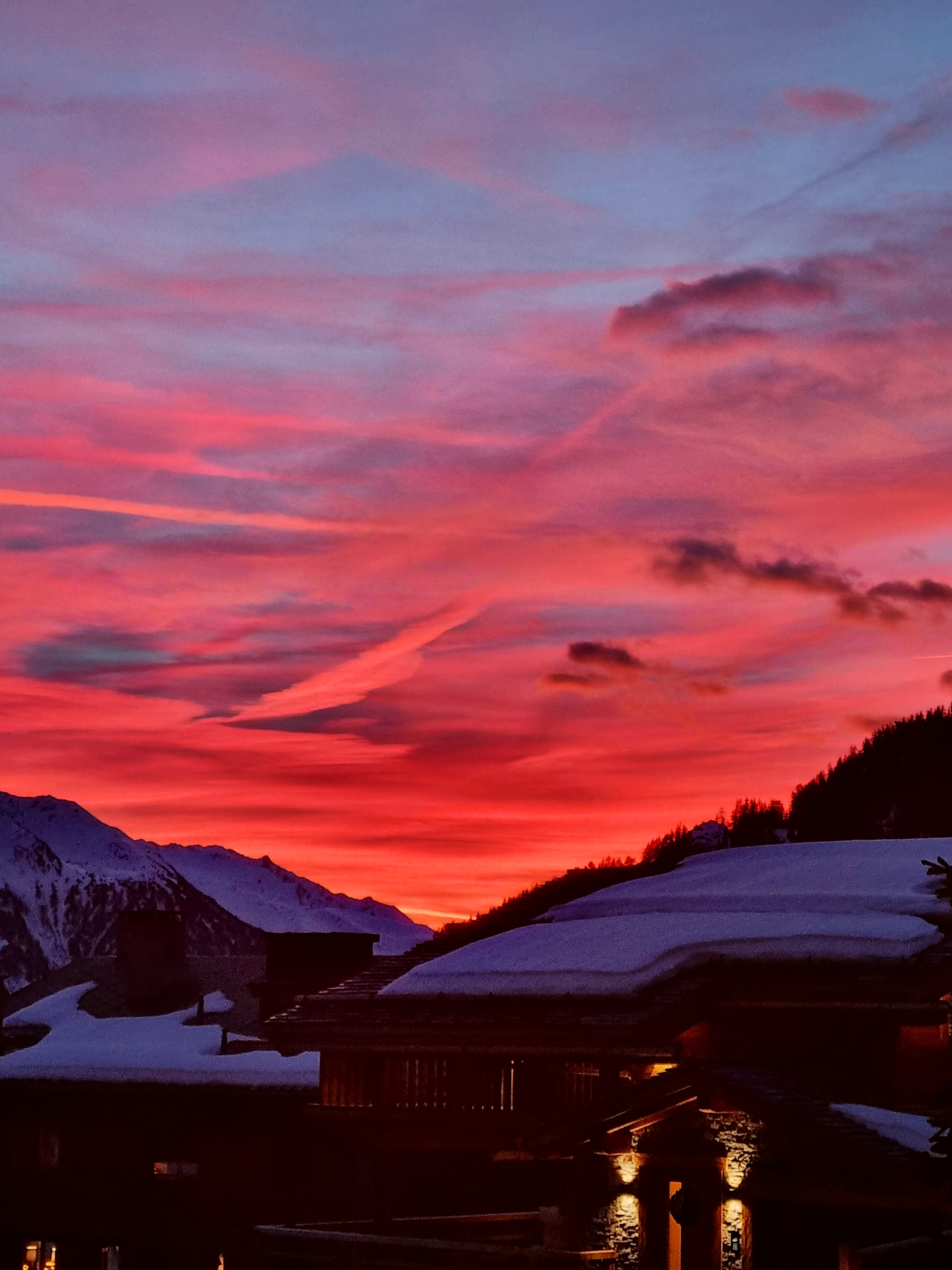 sunset verbier switzerland chalet