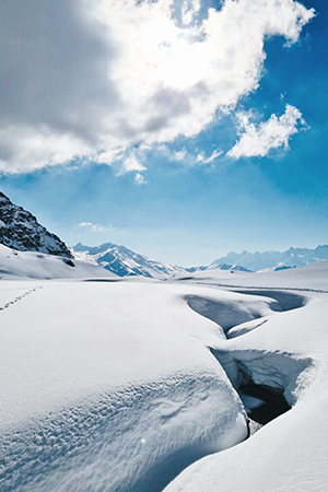 Photo of the mountains in La Chaux Verbier with a view of the petit Combin and grand Combin