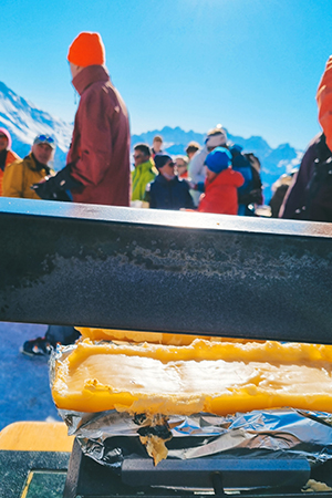 Raclette on the mountains of Verbier in La Chaux